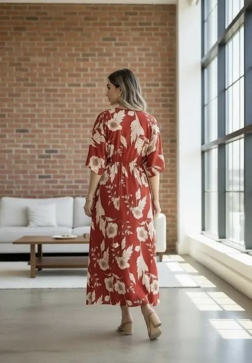 Aline Flared Printed Dress Office use Dress|| Latest Dress - Zeyoria