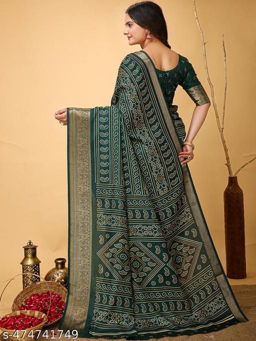 Women's Cotton Silk Saree With Unstitched Blouse Piece - amamestyle