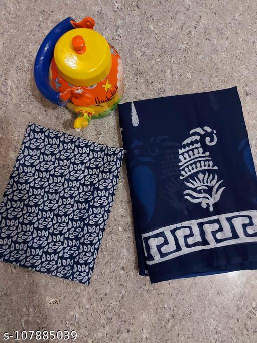 Jaipuri Hand Block Printed Soft Cotton Mulmul Saree ,Sanganeri Cotton Malmal Saree, Bagru Cotton Saree, Batic / Batik Print Cotton saree In Super Fine 92*80 Fabric Quality With Attached Blouse Piece for Woman - amamestyle