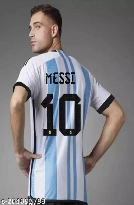Argentina Messi Jersey crafted in premium polyester for comfort and performance. Perfect football t-shirt for true fans. - jersivo