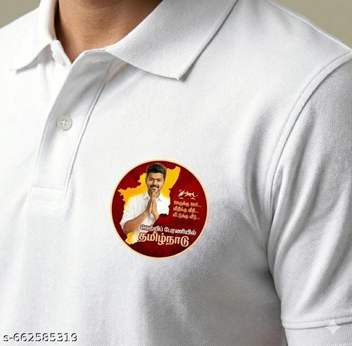 Men’s Premium Political Party Printed Polo T-Shirt | 220 GSM Mars Fabric | Collar Cuff T-Shirt | M to XXXL | TVK - Anuloria 