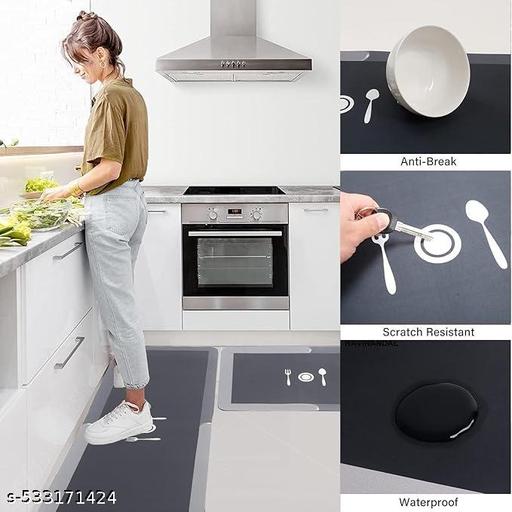 2 Pcs Kitchen Mats, Waterproof Memory Foam Kitchen Rugs, Standing Desk Mat Floor Mats, Comfort Runner Rug Carpets for Kitchen Floor, Sink (120 * 40 cm, 40 * 60 cm) Kitchen Rugs 2 Piece Set - Anuloria 