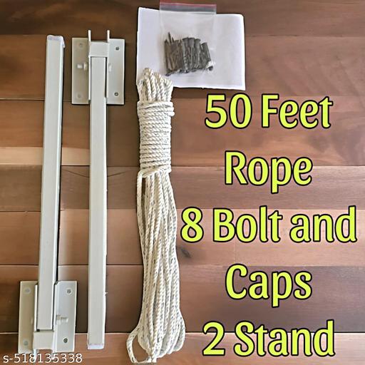 Wall Mount Cloth Drying Stand / cloth drying rack / clothes drying hanger / Clotheslines , clothes rails ( pack of 1 ) 40 - 50 feet rope 150 Kg load Capacity - Anuloria 