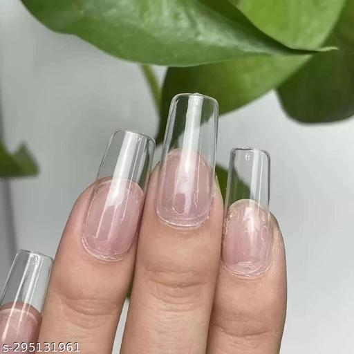 Revivo Transparent Nails, 100 Reusable Artificial Fake Nail Set | Lightweight, Long-lasting, Easy To Use, Apply & Remove | Quick Fix For Festivals & Special Occasions - REVIVO
