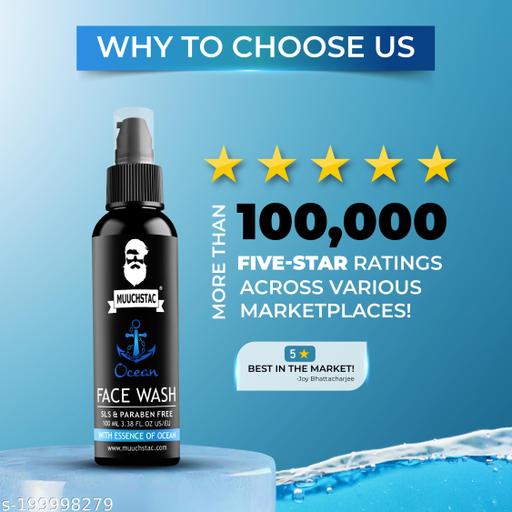 Ocean Face Wash for Men | Fight Acne & Pimples, Brighten Skin, Clears Dirt, Oil Control, Refreshing Feel - Multi-Action Formula | 100 ml | Pack of 2 - Triffystore 