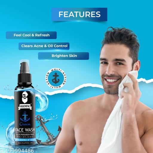 Ocean Face Wash for Men | Fight Acne & Pimples, Brighten Skin, Clears Dirt, Oil Control, Refreshing Feel - Multi-Action Formula | 100 ml | Pack of 3 - Triffystore 