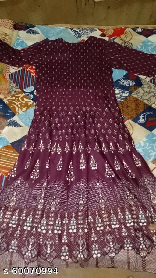 gold printed anarkali kurti - Triffystore 