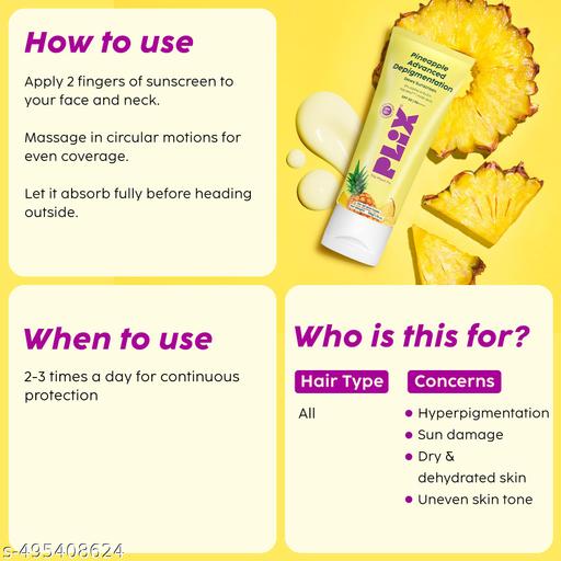 - THE PLANT FIX Pineapple Advanced Depigmentation Dewy Sunscreen SPF 50 PA++++ | Alpha Arbutin & Aquaxyl | Reduces Pigmentation, Protects from UV & Blue Light, Hydrates Skin | Vegan & Paraben-Free | 50g - Triffystore 