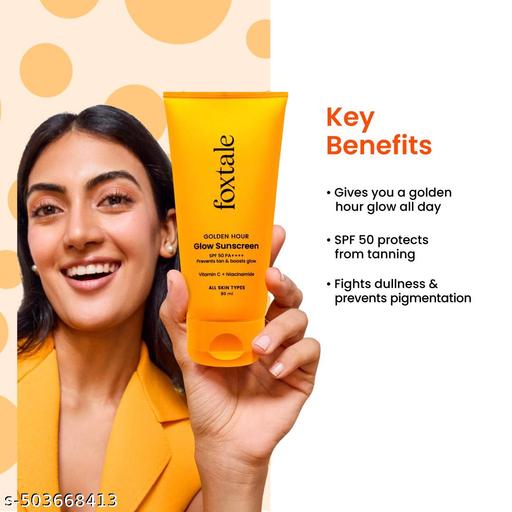 Sunscreen - SPF 50 PA+++ Glow Sunscreen with Vitamin C & Niacinamide for a Dewy Glow 80ml - Triffystore 