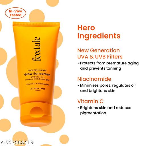 Sunscreen - SPF 50 PA+++ Glow Sunscreen with Vitamin C & Niacinamide for a Dewy Glow 80ml - Triffystore 