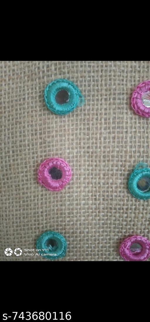 Stylish laminated jute toty bag normal colour mirror work  - Triffystore 