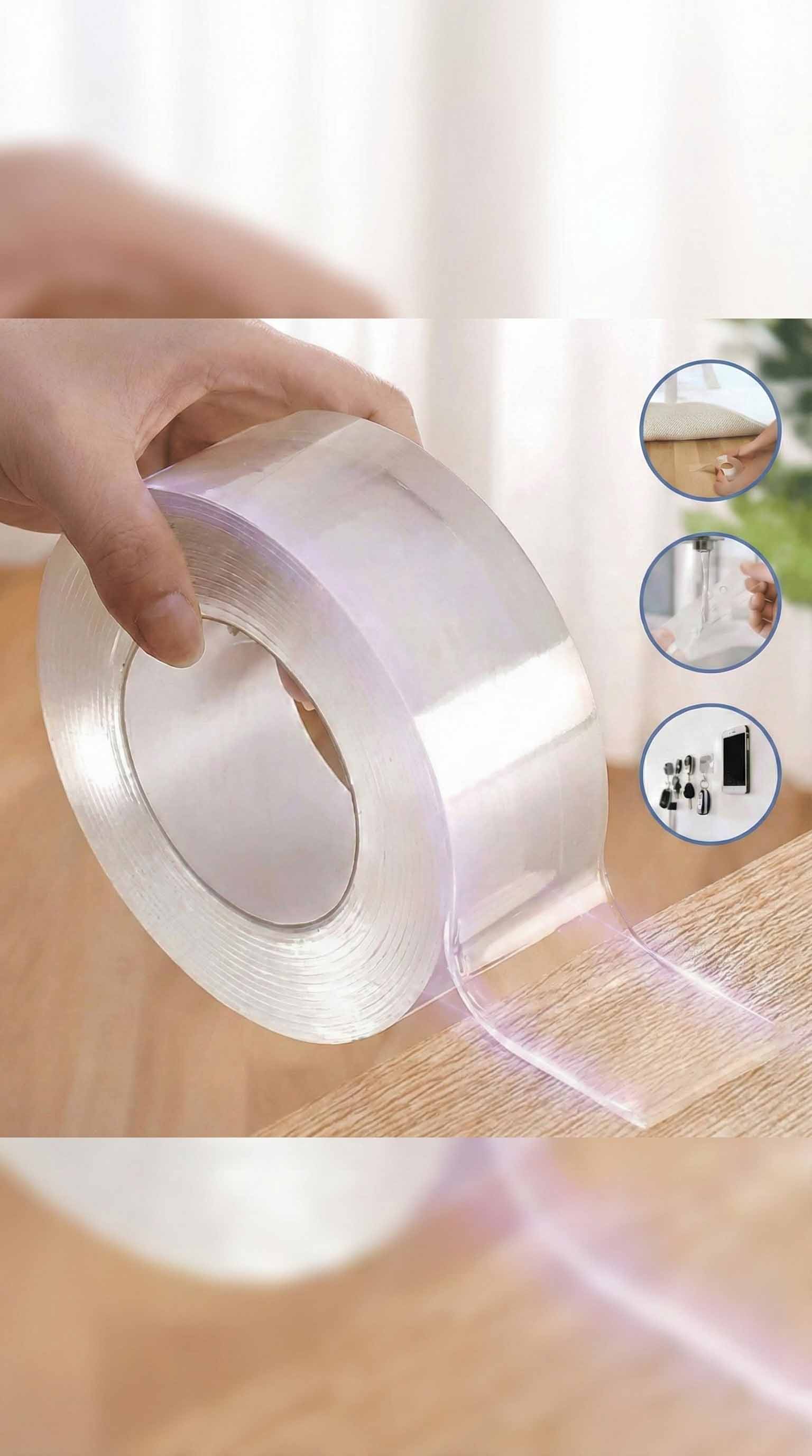Double Sided Tape -3 Meter Multipurpose Double Sided Tape - Adhesive Tape, Heavy Duty, Heat Resistant, Multi-Functional, Removable, Washable, Anti-Slip Gel Nano Grip Tape (grip tape)