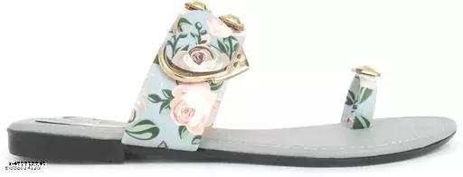 Grey Printed Flats With Heart Shape Buckle For Girls/Women - Triffystore 