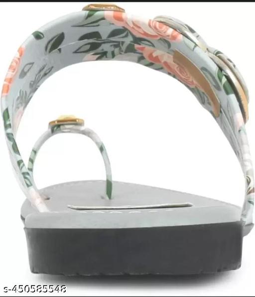 Grey Printed Flats With Heart Shape Buckle For Girls/Women - Triffystore 