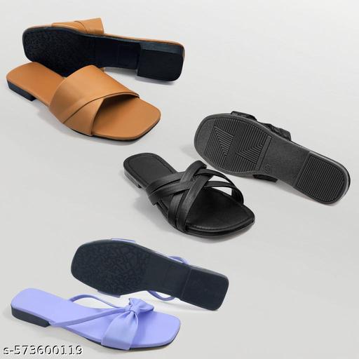 Women's Fashion Flat Sandals Combo | Bow, Cross & Slip-On Styles - Triffystore 
