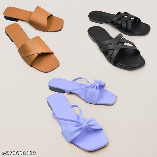 Women's Fashion Flat Sandals Combo | Bow, Cross & Slip-On Styles - Triffystore 
