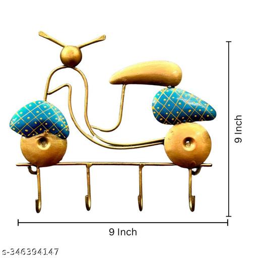 Scooter Shaped Iron Wall Key Holder with 4 Hooks - Triffystore 