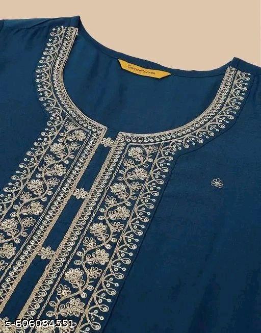 New Blue Colour Kurta Set For Woman - Triffystore 