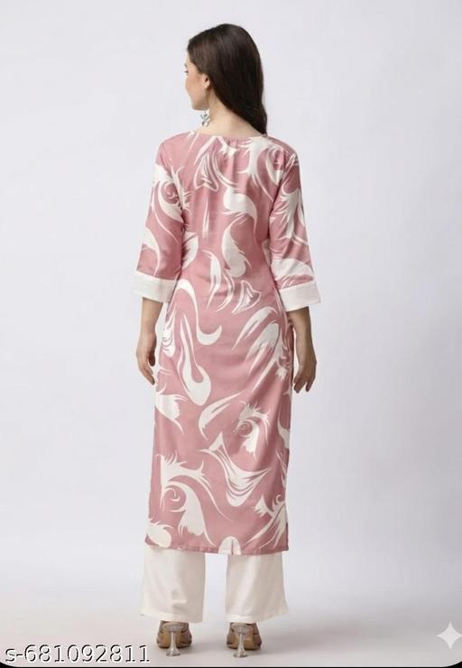 Pink & White Floral Print Straight Kurta Set - Triffystore 