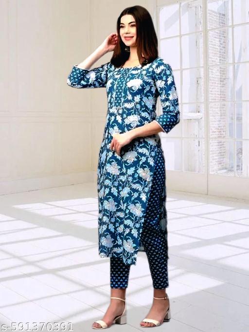 COTTON KURTI SET FOR WOMEN AND GIRLS  - Triffystore 