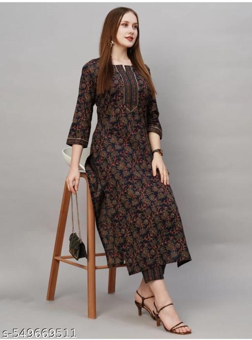 WOMEN KURTA SET WITH FANCY KURTI WITH BOTTOM - Triffystore 