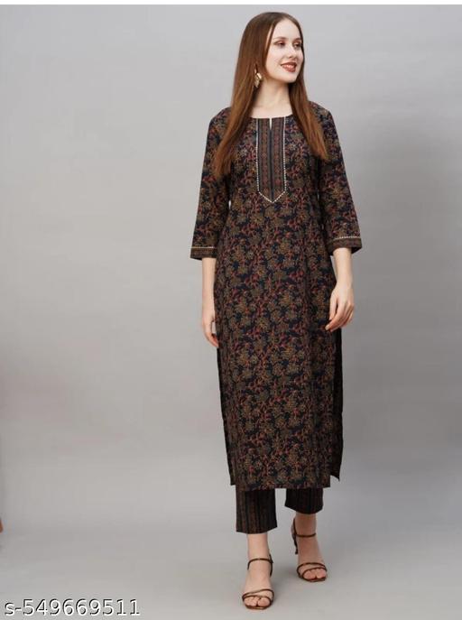 WOMEN KURTA SET WITH FANCY KURTI WITH BOTTOM - Triffystore 