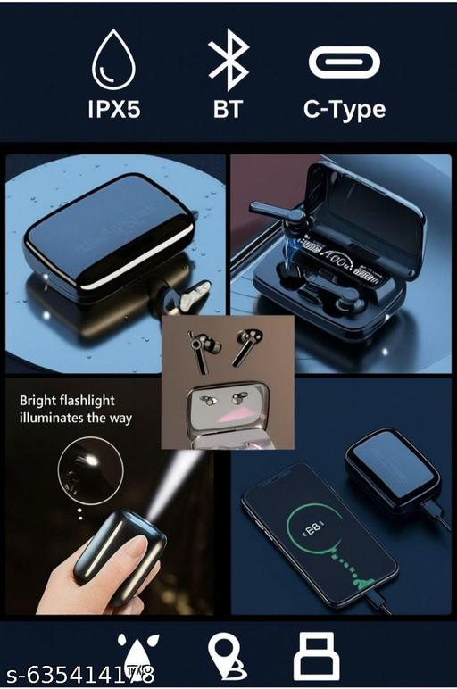  M19 Buds 5.1 Earbuds with 12H Playtime Headphones with Power Bank Bluetooth Bluetooth  (Black, True Wireless) Colors In Black - Triffystore 