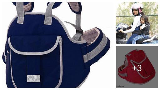 MOMSCAPE Two Wheeler Kids Safety Belt for Sitting Front or Back Seat Baby Carrier Bag Holder Children Adjustable Harness Padded Strap for Bike Scooter for Boys Girls for 2 to 9 Years (Navy Blue)