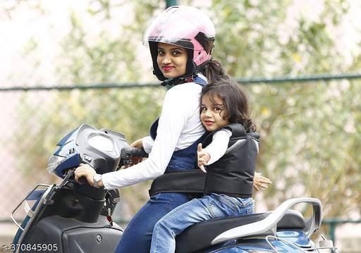 MOMSCAPE Two Wheeler Kids Safety Belt for Sitting Front or Back Seat Baby Carrier Bag Holder Children Adjustable Harness Padded Strap for Bike Scooter for Boys Girls for 2 to 9 Years (Navy Blue) - KIDDOSAFE SHOPE