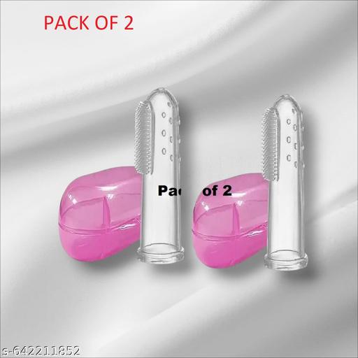 PAEDICON 02 Pcs Baby Finger Toothbrush, Tongue Cleaner, Cleaning Gums, BPA Free, Free Attractive Trave Case, Soft Brush for Kid’s & New Born Baby’s - KIDDOSAFE SHOPE