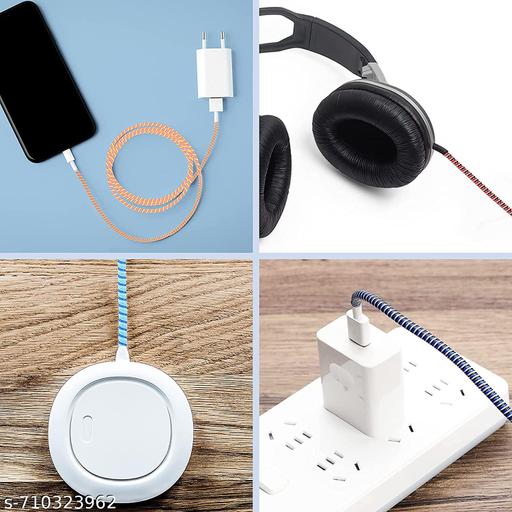 Spiral Cable Protector 1.5 Meter (150 cm) | Plastic Wire Protector & Charger Winder for iPhone & Android Charging Cables | Anti-Break Cord Saver (Silver, 1 Pc) - Shopperrr 