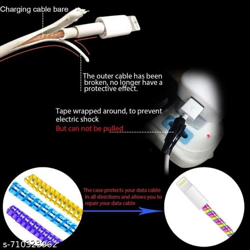 Spiral Cable Protector 1.5 Meter (150 cm) | Plastic Wire Protector & Charger Winder for iPhone & Android Charging Cables | Anti-Break Cord Saver (Silver, 1 Pc) - Shopperrr 