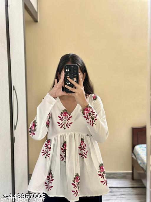 Trending Cotton Colorful Peplam Top for  Women. - amamestyle