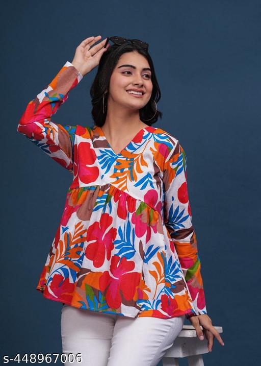 Trending Cotton Colorful Peplam Top for  Women. - amamestyle