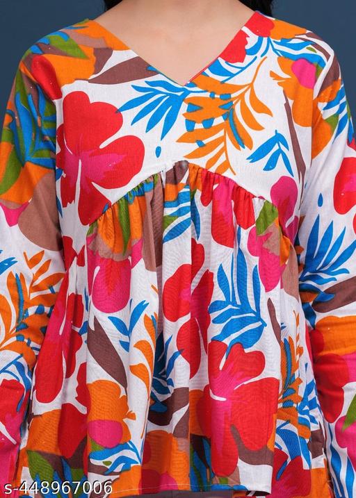 Trending Cotton Colorful Peplam Top for  Women. - amamestyle