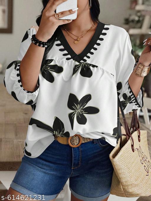 Womens Rayon Printed Top, Flower top, printed top, partywear top, festival top - amamestyle