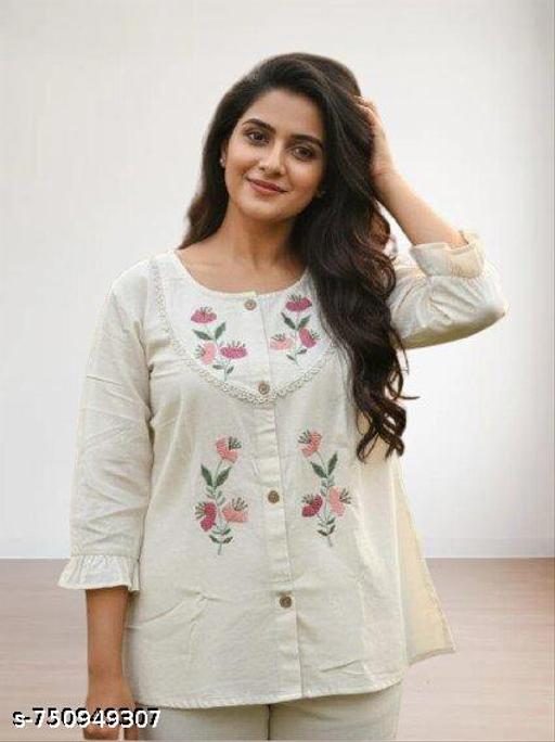 Kalpi KhadiCollection Women's Kahdi Cotton Tops & Tunics - amamestyle