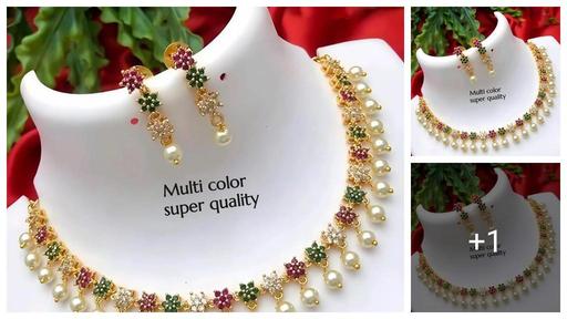 fancy Diamond matte finish Jewelery Set diva Necklace Gold-plated jewellery set