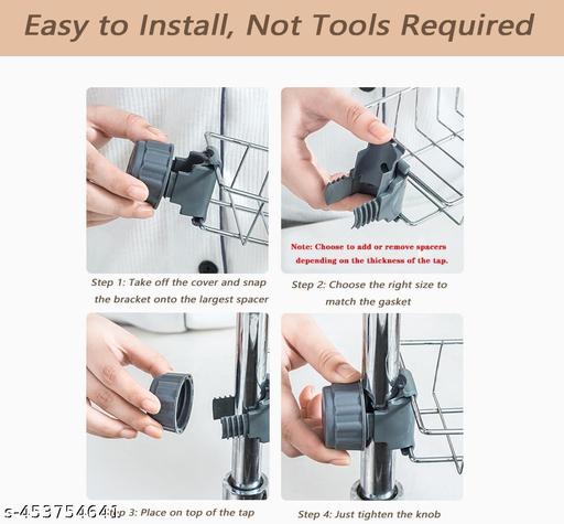 Kitchen Sink Caddy Organizer Over Faucet Sponge Holder, Stainless Steel Heavy Duty Thickening Hanging Faucet Drain Rack for Scrubbers, Soap, Bathroom, Detachable No Suction Cup  - Minaro