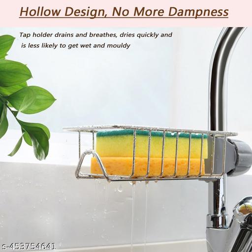 Kitchen Sink Caddy Organizer Over Faucet Sponge Holder, Stainless Steel Heavy Duty Thickening Hanging Faucet Drain Rack for Scrubbers, Soap, Bathroom, Detachable No Suction Cup  - Minaro