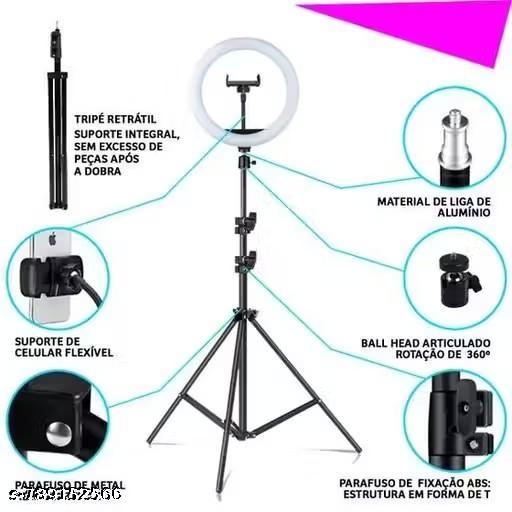 Professional LED Ring Light with Adjustable Tripod Stand – 10 Inch Dimmable Selfie Ring Light with 3 Color Modes, Multiple Brightness Levels, 360° Rotatable Mobile Holder, USB Powered –  - Khan’s Hub
