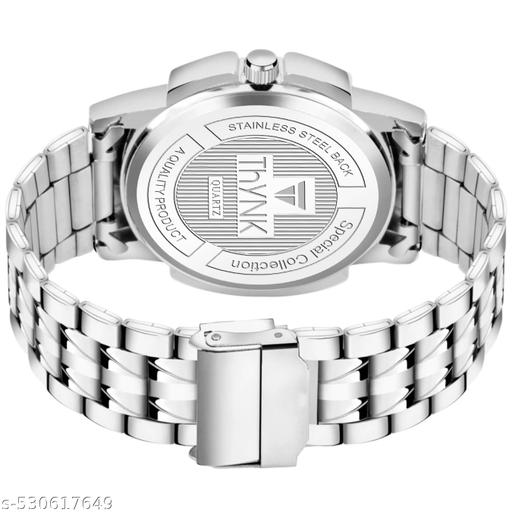 DATE WORKING FUNCTION BLUE DAIL NEW DESIGNER ROUND STIANLESS STEEL SILVER ADJUSTABLE CHAIN Analog Watch - For Men - Khan’s Hub