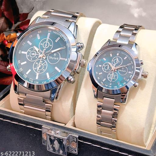 Luxury Green Dial Silver Stainless Steel wedding gift couple watches couple watch set - Men & Women - Khan’s Hub