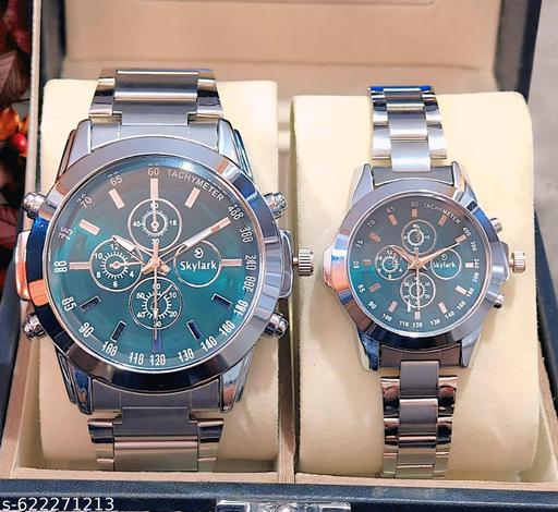 Luxury Green Dial Silver Stainless Steel wedding gift couple watches couple watch set - Men & Women - Khan’s Hub