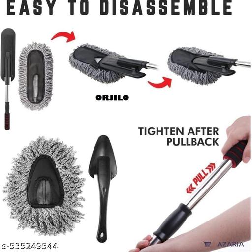 ORJILO 5 PCS Microfiber Car Duster Kit Interior & Exterior Car Cleaning Detailing Tool Scratch & Lint Free, Pollen Removing Extendable Long Handle Duster for Car & Motorcycle car (Car Duster Kit) - Khan’s Hub