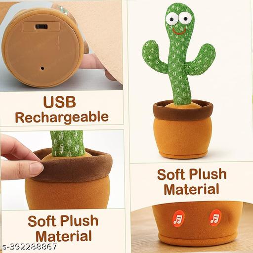 Dancing Cactus Repeats What You Say,Electronic Plush Toy with Lighting,Singing Cactus Recording and Repeat Your Words for Education Toys (Green) - Khan’s Hub