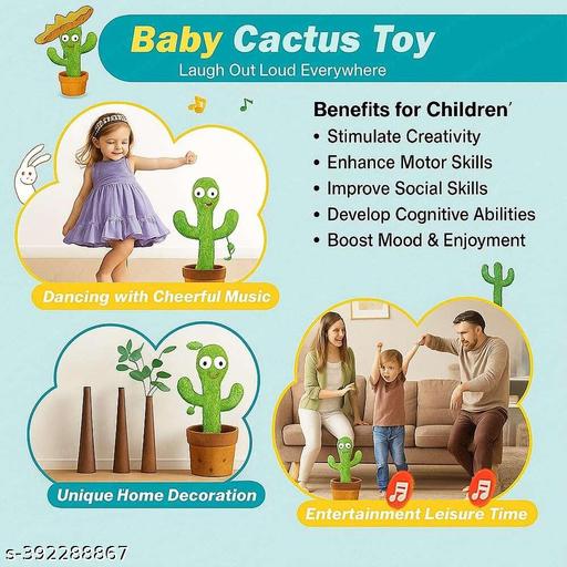 Dancing Cactus Repeats What You Say,Electronic Plush Toy with Lighting,Singing Cactus Recording and Repeat Your Words for Education Toys (Green) - Khan’s Hub