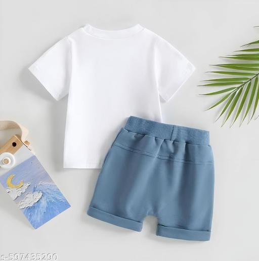 Noon Baby Boy Cotton T-Shirt & Shorts Set – Mamas Boy Printed Summer Outfit (0–2 Years) - Khan’s Hub