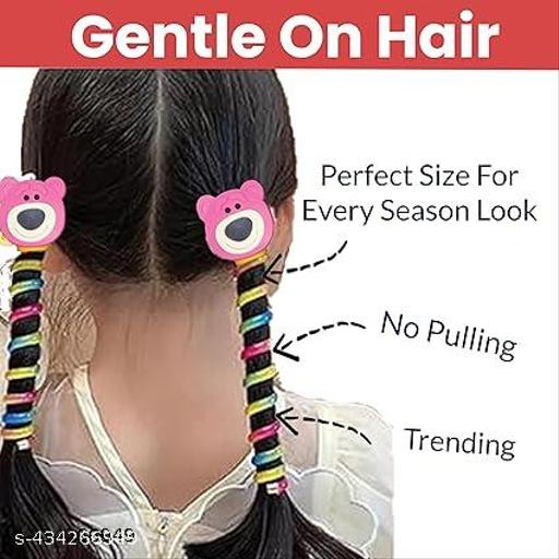 2 Pcs/Set Rainbow Telephone Wire Hair Bands for Girls Kids Braided Spiral spring Hair Ties Cute Cartoon Characters Shape Ponytail Maker Elastic Braids Hair Accessories for Girls  Ideal for Women / Girls (Multicolour) - Khan’s Hub