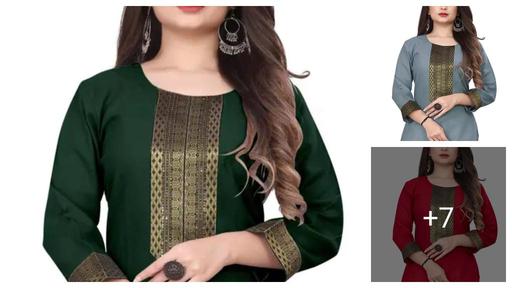 Desigener Kurtis New Collection Plain Cotton Golden Lace Border Pattern Casual Kurta for Girls & Women